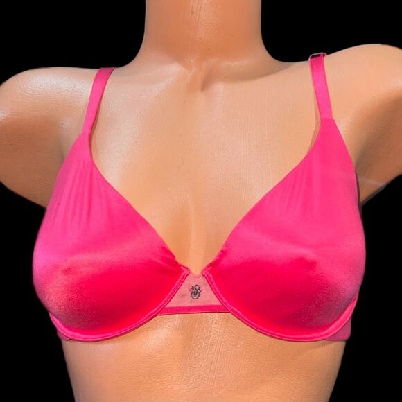Victoria’s Secret Fabulous Supersoft Satiny unlined semi demi bra Coral - Picture 2 of 5